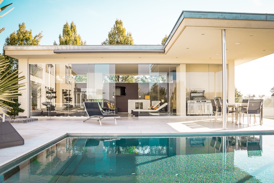 Sunlit Mediterranean villa terrace with olive tree